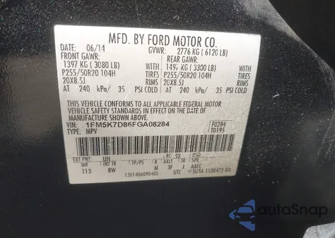 2015 Ford Explorer Xlt z USA, uszkodzony, nr VIN 1FM5K7D86FGA08284